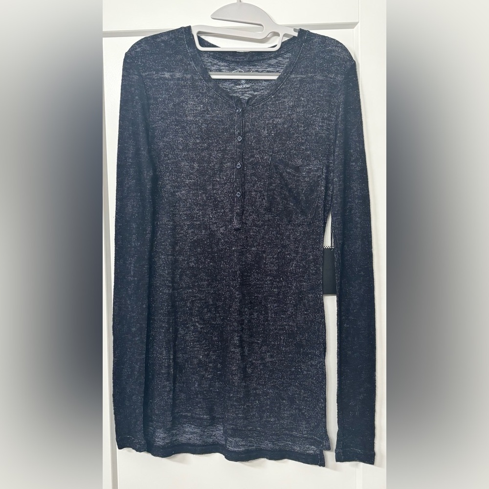 NWT Rails Washed Black Long Sleeve Henley Shirt Medium Casual Lightweight